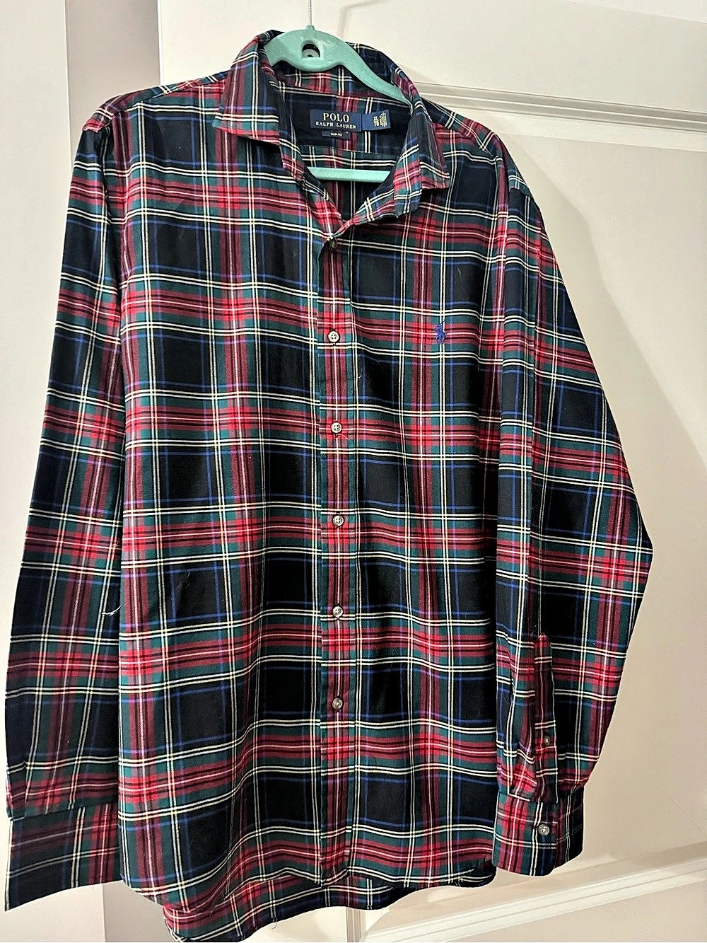 Polo Ralph Lauren Slim Fit Tartan Plaid Long-Sleeve Shirt XL excellent condition
